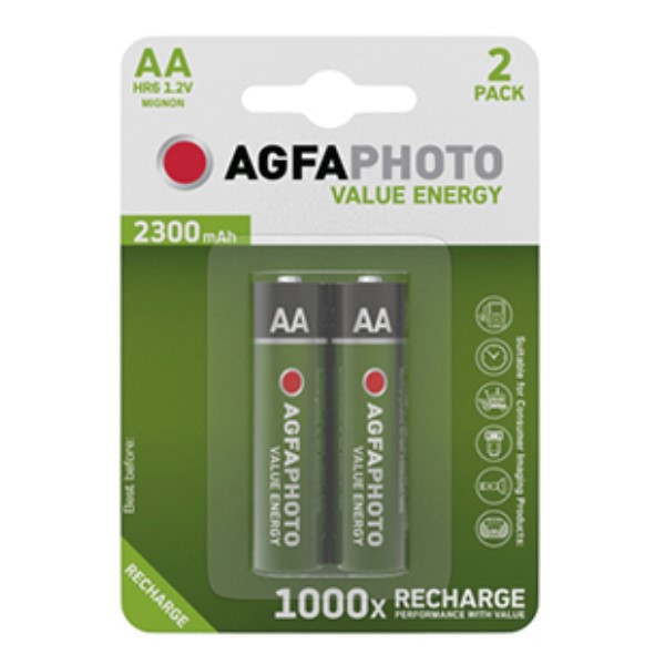 Agfaphoto Oplaadbare AA / HR06 Ni-Mh Batterijen (2 stuks, 2300 mAh)  290026 - 1