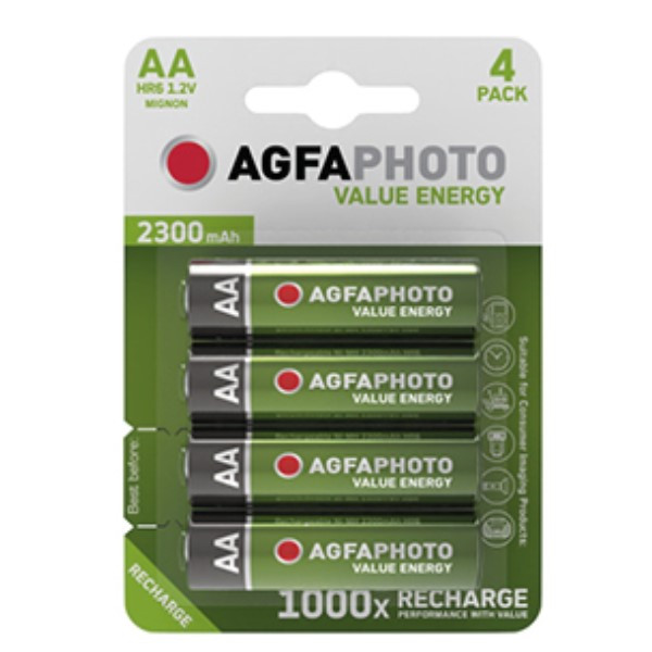 Agfaphoto Oplaadbare AA / HR06 Ni-Mh Batterijen (4 stuks, 2300 mAh)  290028 - 1