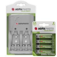 Agfaphoto oplader + oplaadbare AA batterijen 4 stuks