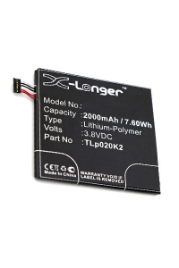 Alcatel TLp020K2 / C2000023C2 accu (3.8V, 2000 mAh, 123accu huismerk)  AAL00183