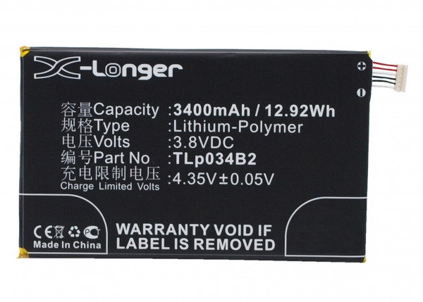 Alcatel TLp034B2 accu (3400 mAh, 123accu huismerk)  AAL00076 - 1