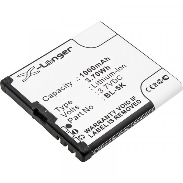 Amplicomms BL-5K / CM504442APR accu (1000 mAh, 123accu huismerk) AAM00031 - 1