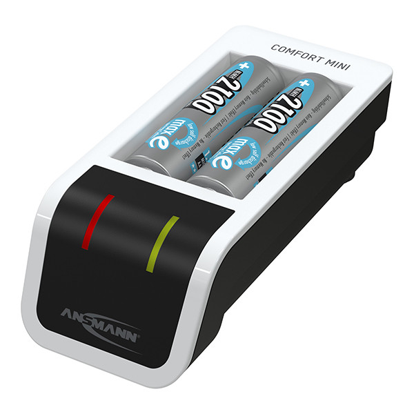 Ansmann Comfort Mini USB snellader + oplaadbare AA Ni-MH batterijen (2 stuks, 2100 mAh) AAN00196 - 1