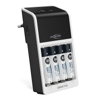 Ansmann Comfort Plus Batterij Snellader voor AA / AAA / 9V Ni-MH batterijen + oplaadbare AA Ni-MH batterijen (4 stuks, 2100 mAh) AAN00201