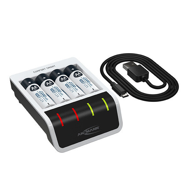 Ansmann Comfort Smart USB snellader + oplaadbare AA Ni-MH batterijen (4 stuks, 2100 mAh) AAN00198 - 3