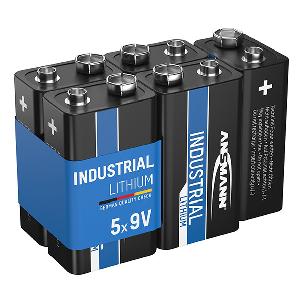 Ansmann Industrial 9V / 6FR22 / E-Block Lithium Batterij (5 stuks) AAN00285 - 1