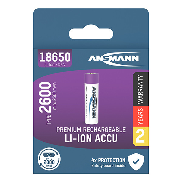 Ansmann Oplaadbare 18650 Li-ion Batterij (3.7 V, min. 2500 mAh) AAN00271 - 2