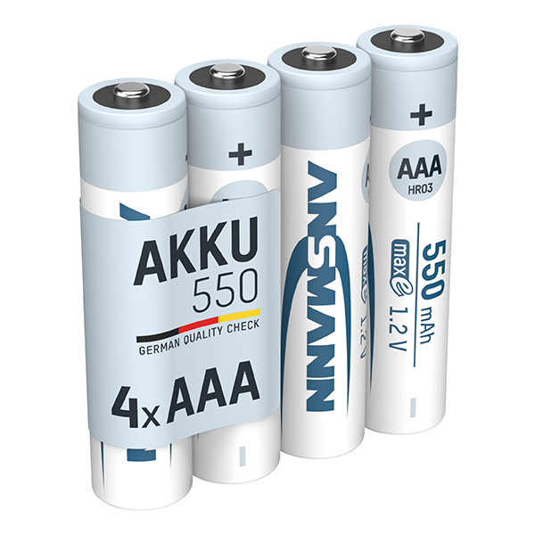 Ansmann Oplaadbare AAA / HR03 Ni-MH Batterijen (4 stuks, 550 mAh) AAN00264 - 1