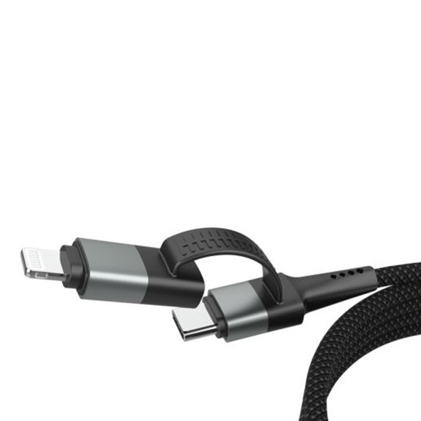 Ansmann USB-A + USB-C naar USB-C (60W) + Lightning (27W) magnetische oplaadkabel 1,2 meter (zwart) AAN00313 - 2