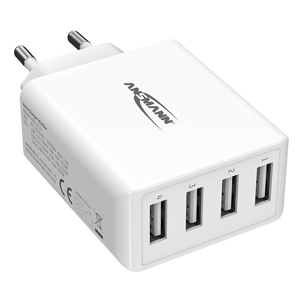 Ansmann USB-A lader 30W (4x USB-A, wit) AAN00233 - 1