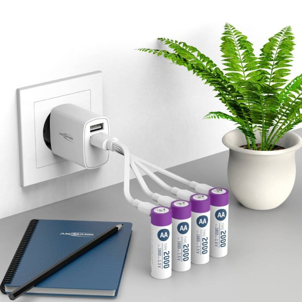 Ansmann USB-C Oplaadbare AA 1,5V Li-ion Batterijen (4 stuks, 1800 mAh) AAN00094 - 3
