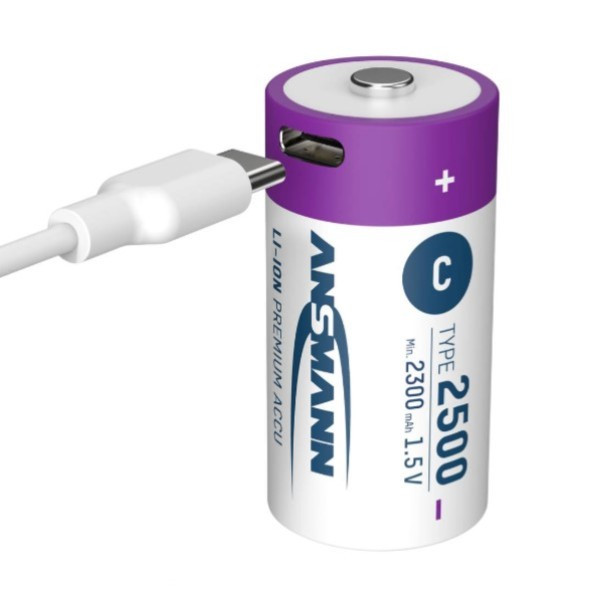 Ansmann USB-C Oplaadbare C 1,5V Li-ion Batterijen (2 stuks, 2300 mAh) AAN00095 - 2