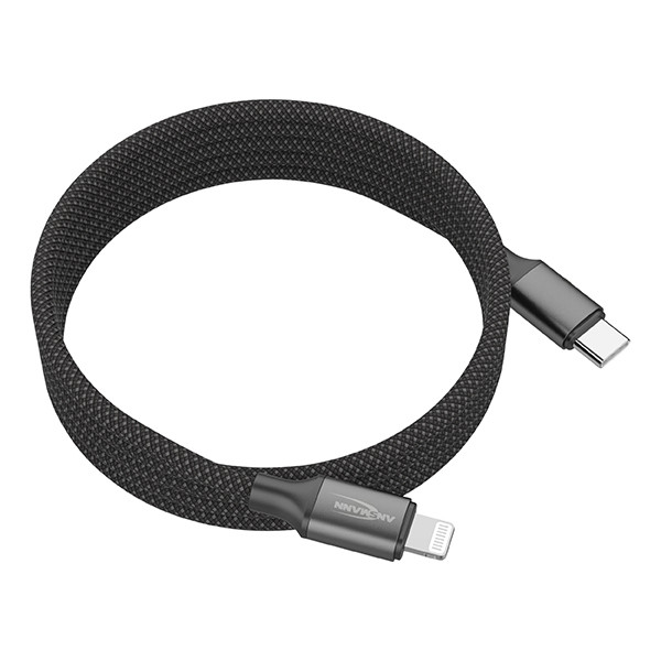 Ansmann USB-C naar Lightning magnetische oplaadkabel 1,2 meter (27W, zwart) AAN00311 - 1