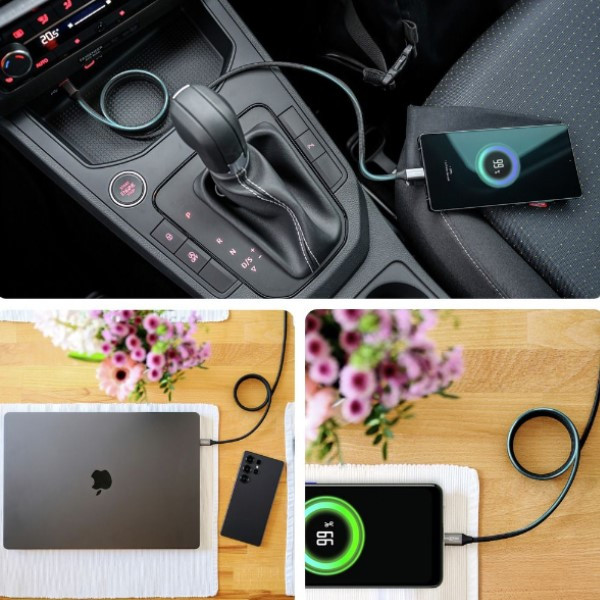 Ansmann USB-C naar USB-C magnetische oplaadkabel 1,2 meter (60W, zwart) AAN00312 - 3