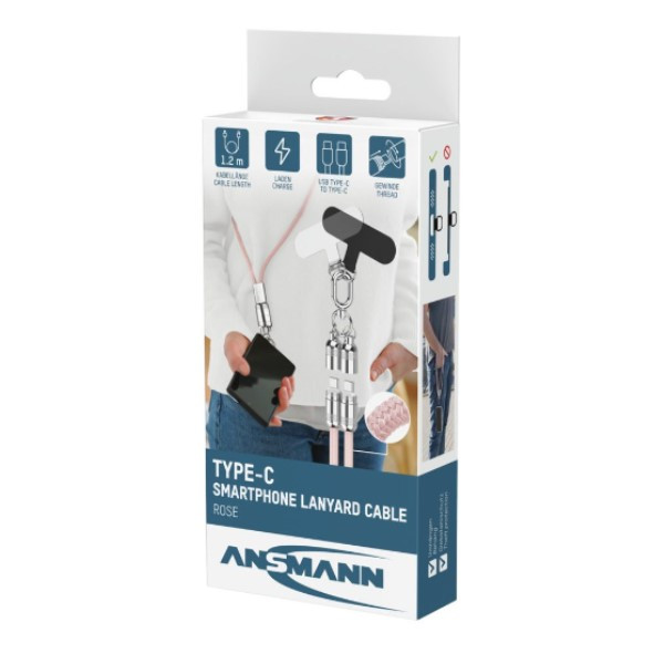 Ansmann USB-C naar USB-C oplaadkabel 1,2 meter (60W, roze) AAN00319 - 3
