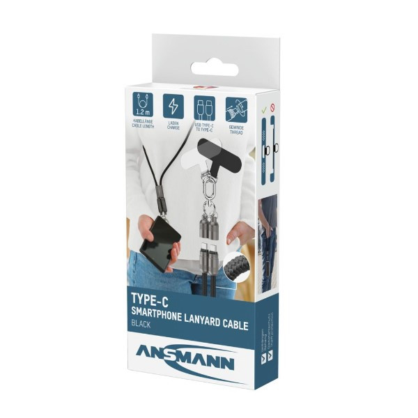 Ansmann USB-C naar USB-C oplaadkabel 1,2 meter (60W, zwart) AAN00317 - 3