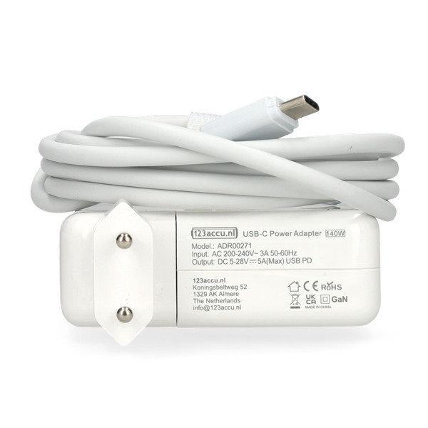 Apple MacBook USB-C adapter (140W, 123accu huismerk) ADR00271 - 1
