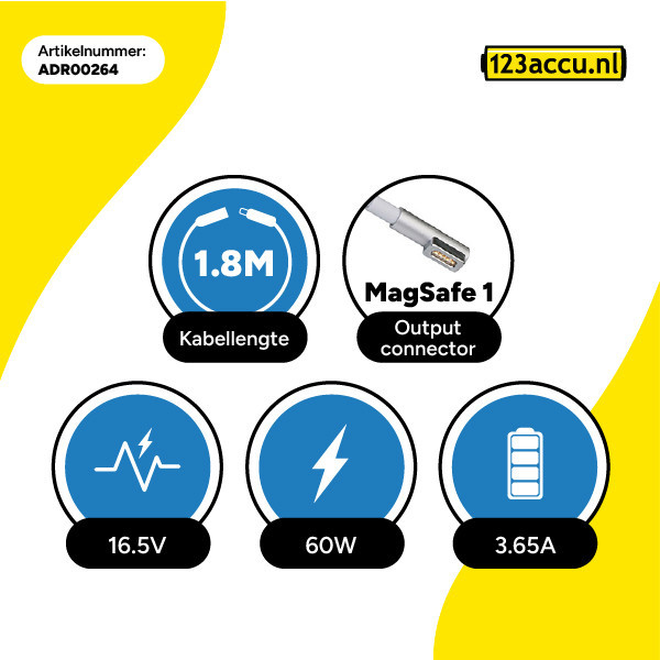 Apple Magsafe 1 Power Adapter 60W (123accu huismerk) ADR00264 - 3
