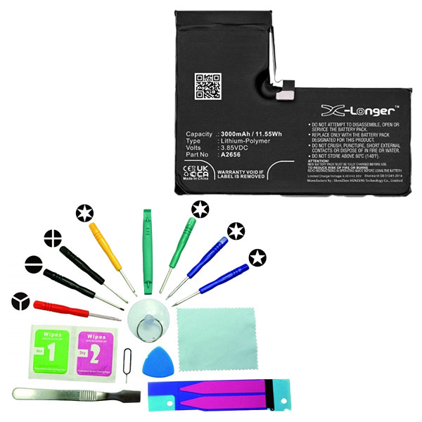 Apple iPhone 13 Pro / A2656 / A2640 accu met toolkit (3.85 V, 3000 mAh, 123accu huismerk) AAP00757 - 1