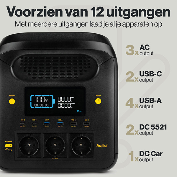 Aqiila Powerbird S1800V2 Power Station (1229Wh / 1800W / 3000W Piek) AAQ00036 - 4