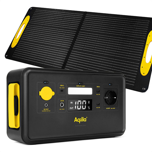 Aqiila Powerbird S300 Power Station + Sunbird P100 Solar Panel  AAQ00024 - 1