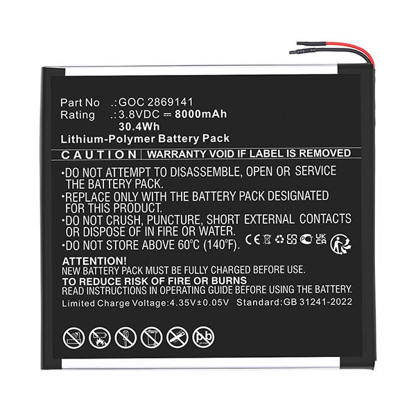Archos 101B Oxygen / GOC2869141 accu (3.8 V, 8000 mAh, 123accu huismerk) AAR00221 - 2