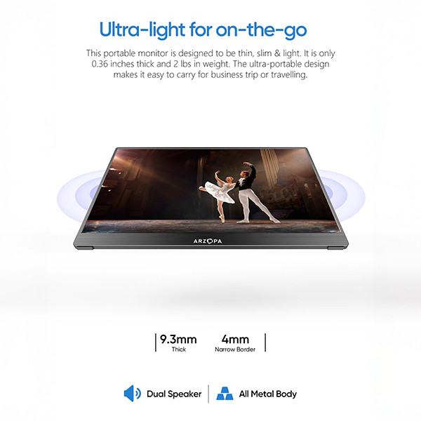 Arzopa A1T portable touchscreen monitor 15,6" | 1920 x 1080 | 2x USB-C + 1x Mini HDMI AAR00218 - 3