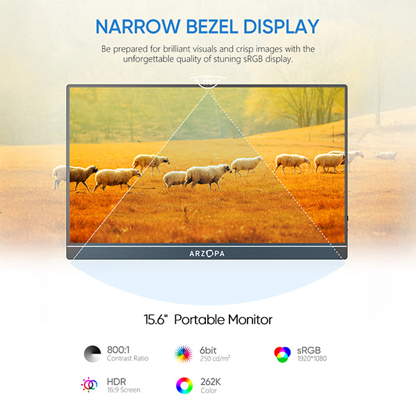 Arzopa A1 portable monitor 15,6" | 1920 x 1080 | 2x USB-C + 1x Mini HDMI AAR00214 - 2