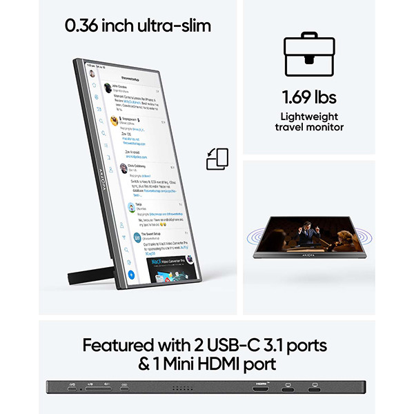Arzopa Z1C portable monitor 16,1" | 1920 x 1080 | 2x USB-C + 1x Mini HDMI AAR00215 - 4