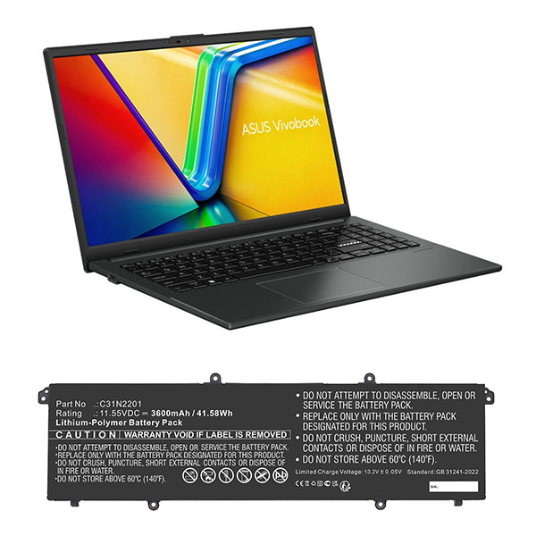 Asus 0B200-04260000 /  C31N2201 accu (11.55 V, 3600 mAh, 123accu huismerk) AAS00894 - 4