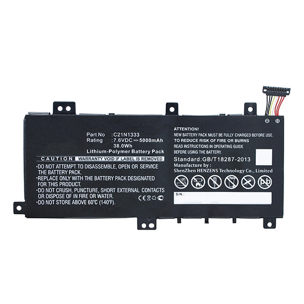 Asus C21N1333 accu (7.6 V, 5000 mAh, 123accu huismerk)  AAS00408 - 1