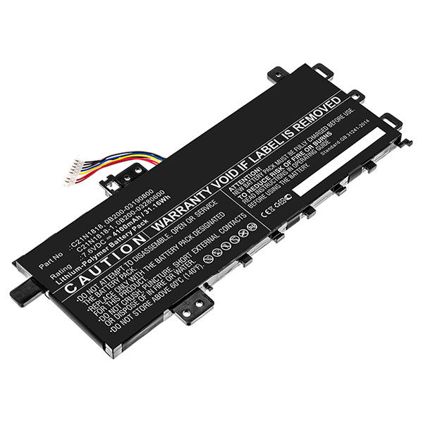 Asus C21N1818-1 accu (7.7 V, 3800 mAh, 123accu huismerk) AAS00759 - 1