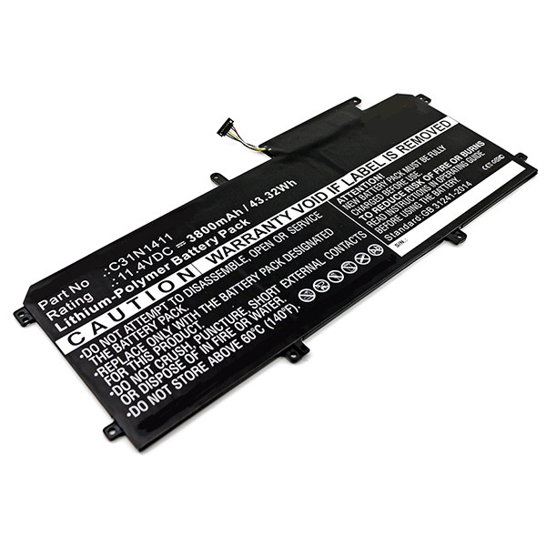Asus C31N1411 accu (11.4 V, 3610 mAh, 123accu huismerk)  AAS00550 - 1