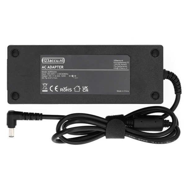 Asus adapter (19 V, 6.32 A, 120 W, 6.0 x 3.7 plugmaat, 123accu huismerk) AAS00825 - 3