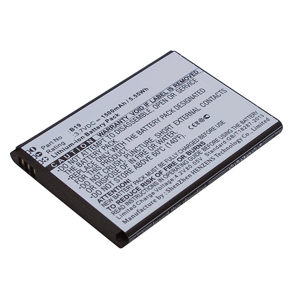 BQ B19 / BT-1950-259 accu (3.7 V, 1500 mAh, 123accu huismerk)  ABQ00005 - 1