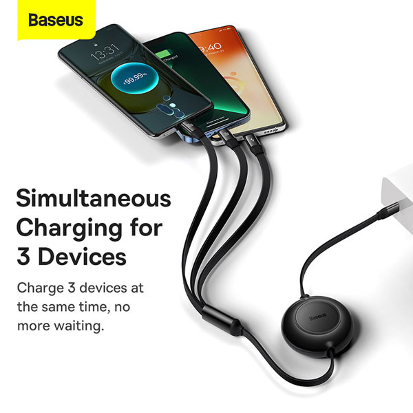 Baseus Bright Mirror 2 USB 3-in-1 kabel voor micro USB / USB-C / Lightning (100W, zwart)  ABA00202 - 3