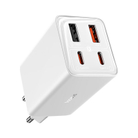 Baseus GaN6 Pro Fast Charger 2x USB-A en 2x USB-C (65W, wit)  ABA00164
