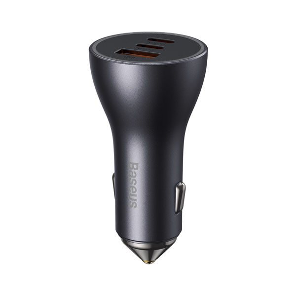 Baseus Pro 3-poorts USB snellader autolader 1x USB-A en 2x USB-C (65W, donkergrijs)  ABA00232 - 4