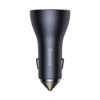 Baseus Pro 3-poorts USB snellader autolader 1x USB-A en 2x USB-C (65W, donkergrijs)  ABA00232