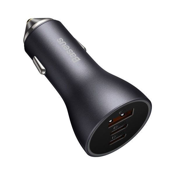 Baseus Pro 3-poorts USB snellader autolader 1x USB-A en 2x USB-C (65W, donkergrijs)  ABA00232 - 2