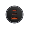 Baseus Pro 3-poorts USB snellader autolader 1x USB-A en 2x USB-C (65W, donkergrijs)  ABA00232 - 3