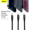 Baseus Rapid 3-in-1 USB-C naar Lightning / USB-C / micro-USB Fast Charging kabel 1.5 meter (20W, zwart)  ABA00213 - 3