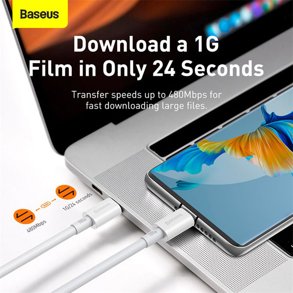 Baseus Superior Fast Charging USB-C naar USB-C kabel 2 meter (100W, wit)  ABA00206 - 3