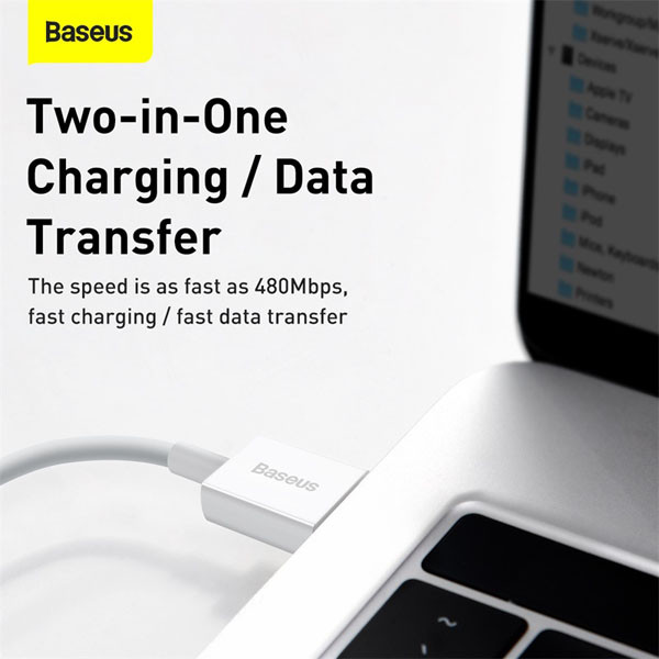 Baseus Superior Fast Charging USB naar Lightning kabel 1 meter (2.4A, wit)  ABA00210 - 2