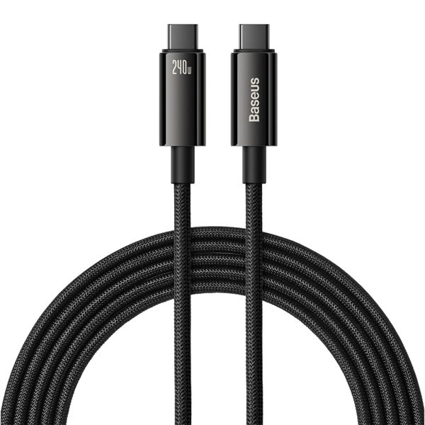 Baseus Tungsten Gold Fast Charging USB-C naar USB-C kabel 3 meter (240W, zwart)  ABA00224 - 1