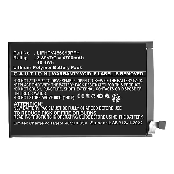 Blackview LIFHPV466595PFH accu (3.85 V, 4700 mAh, 123accu huismerk) ABL00523 - 1