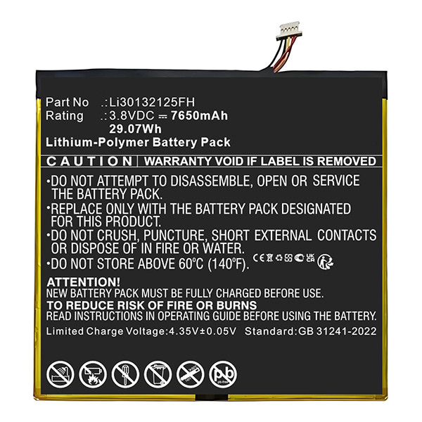 Blackview Li30132125FH accu (3.8 V, 7650 mAh, 123accu huismerk) ABL00524 - 1