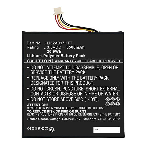 Blackview Li32A097HTT accu (3.8 V, 5500 mAh, 123accu huismerk) ABL00528 - 1