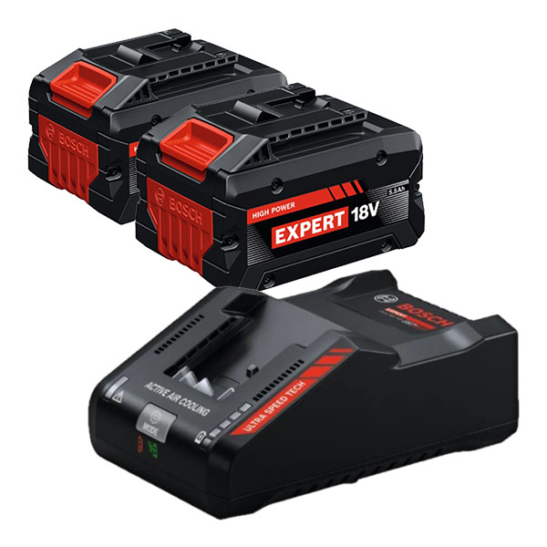 2 stuks: Bosch Expert EXBA18V-55 / 1600A036Z6 accu + lader (18 V, 5.5 Ah, origineel) ABO00633 - 1