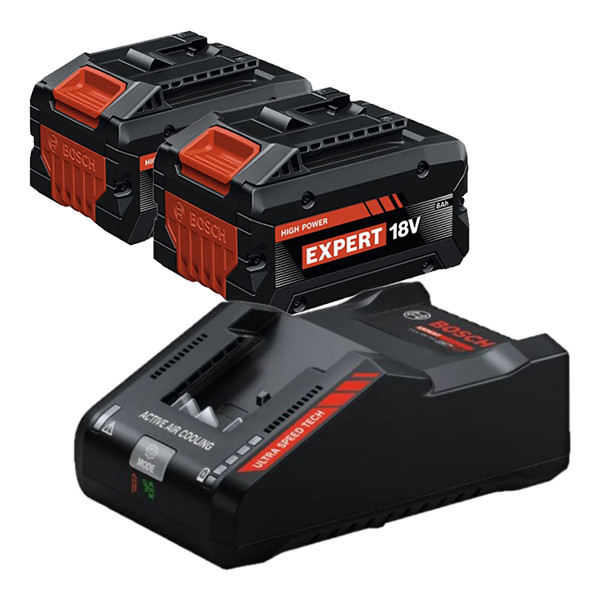 2 stuks: Bosch Expert EXBA18V-80 / 1600A036ZB accu + lader (18 V, 8.0 Ah, origineel) ABO00637 - 1